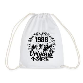 1988 March Original: 36 Years Anniversary Gift - Drawstring Bag - white - Front
