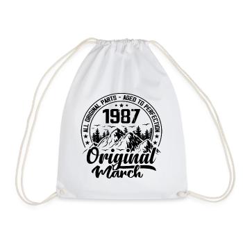 1987 March Original: 37 Years Anniversary Gift - Drawstring Bag - white - Front