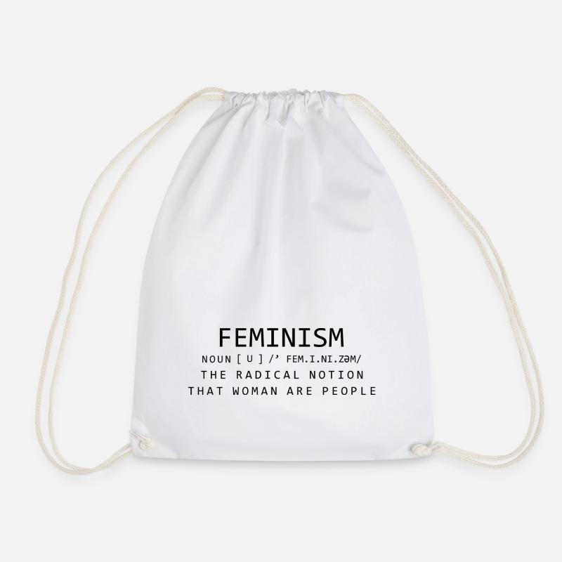 Feminist Feminism quote - Drawstring Bag - white
