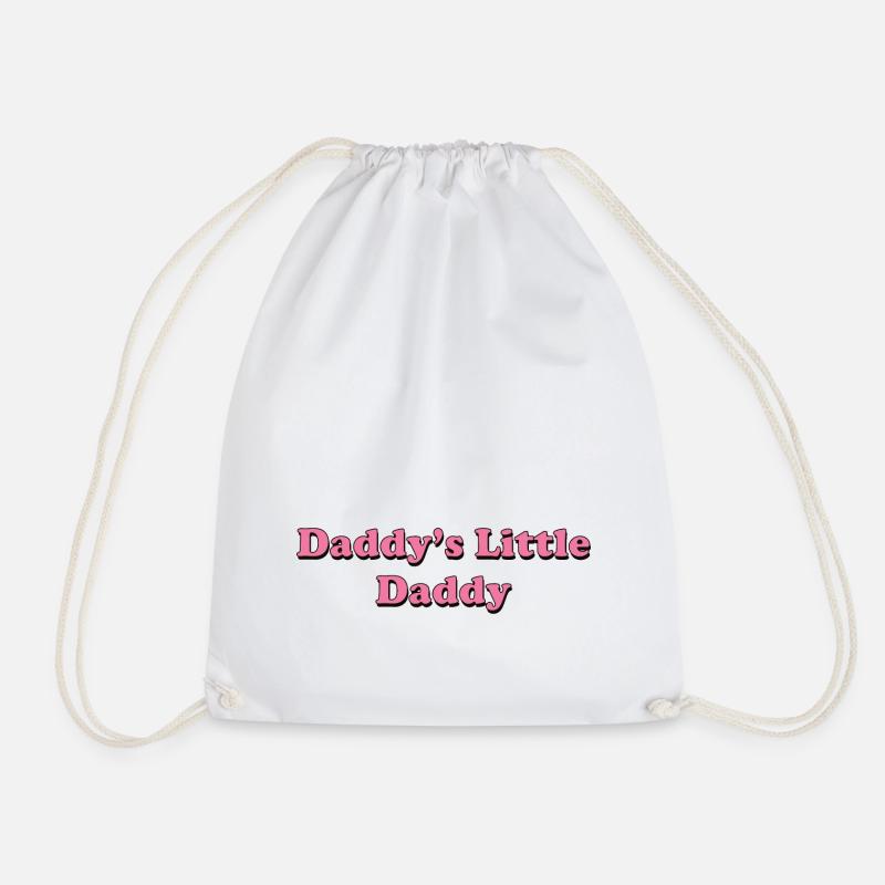 Daddy's Little Daddy Quote - Drawstring Bag - white