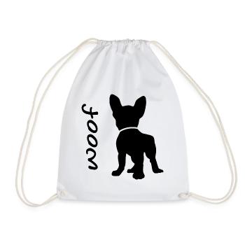 Woof - french bulldog - Drawstring Bag - white - Front