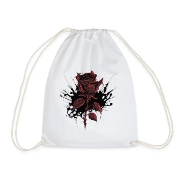 Red Rose Goth Gothic - Drawstring Bag - white - Front