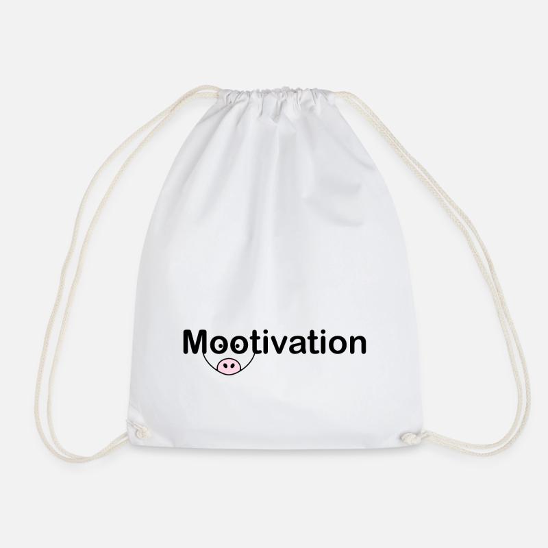 Mootivation Moo Motivation funny animals - Drawstring Bag - white