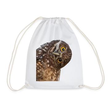 Owl - Drawstring Bag - white - Front