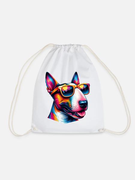 Cute Colorful Wearing Sunglasses - Drawstring Bag - white