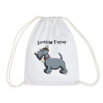 Happy Scottish Terrier - Drawstring Bag - white - Front