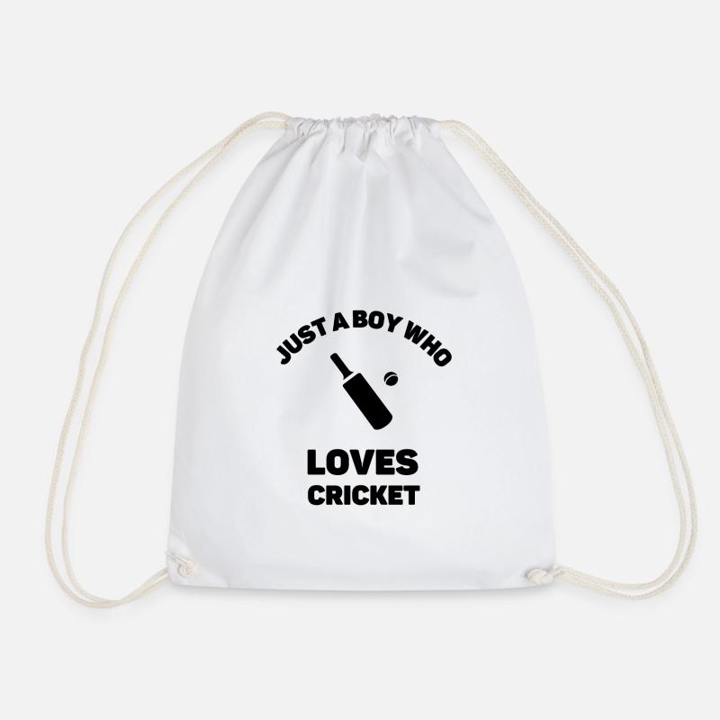 Just a boy who loves cricket - Drawstring Bag - white