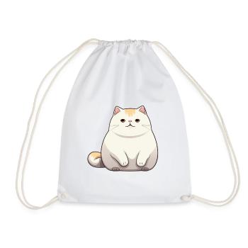 Cat Big Humor Kawaii Comic Drawing Manga Drawing - Drawstring Bag - white - Front