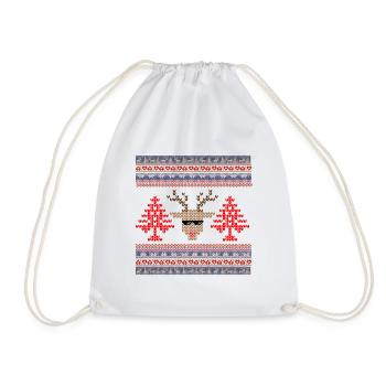 Vintage Point de Croix Noël - Drawstring Bag - white - Front