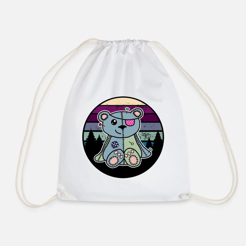 Voodoo Doll Bear - Drawstring Bag - white
