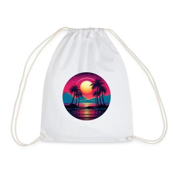 Vintage coucher de soleil graphique des années 70 Retrowave Synthwave - Sac de sport léger - blanc - Devant