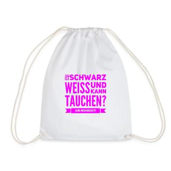 A cow diving - Drawstring Bag - white - Front