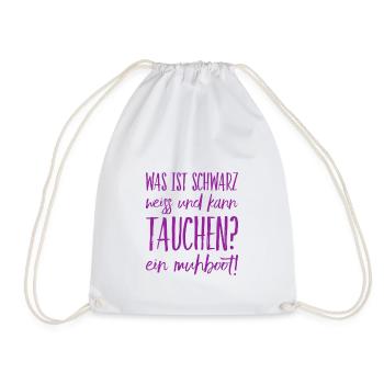 a diving cow - Drawstring Bag - white - Front