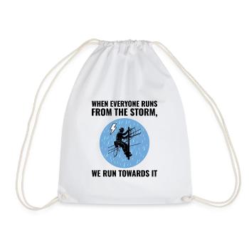 Lineman Storm Brave Dedicated Hero Power Grid - Drawstring Bag - white - Front