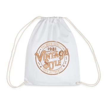 Vintage 1981 Birthday Gift 1981 Retro 1981 - Drawstring Bag - white - Front
