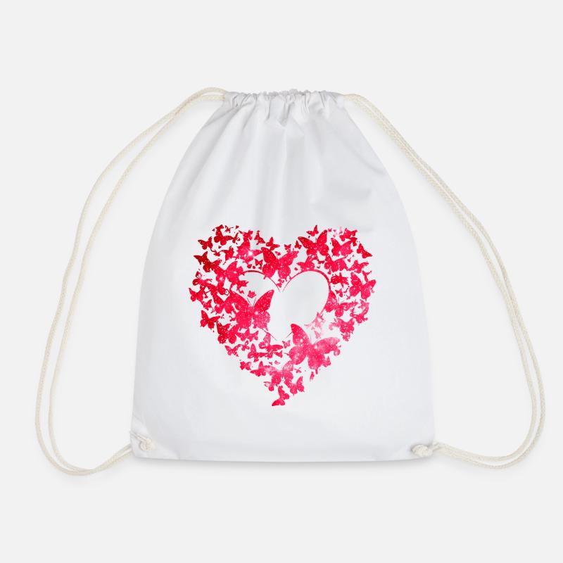 Herz, Schmetterlinge, Valentinstag, Liebe, Paare, - Turnbeutel - Weiß