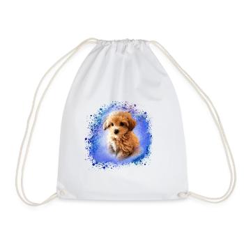 maltipoo, malteser, dog , painting,doodle - Drawstring Bag - white - Front