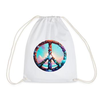 paix, signe de paix, signe de paix, fleurs, nuages - Sac de sport léger - blanc - Devant