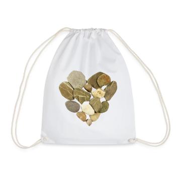 Natural stones in a heart shape - Drawstring Bag - white - Front