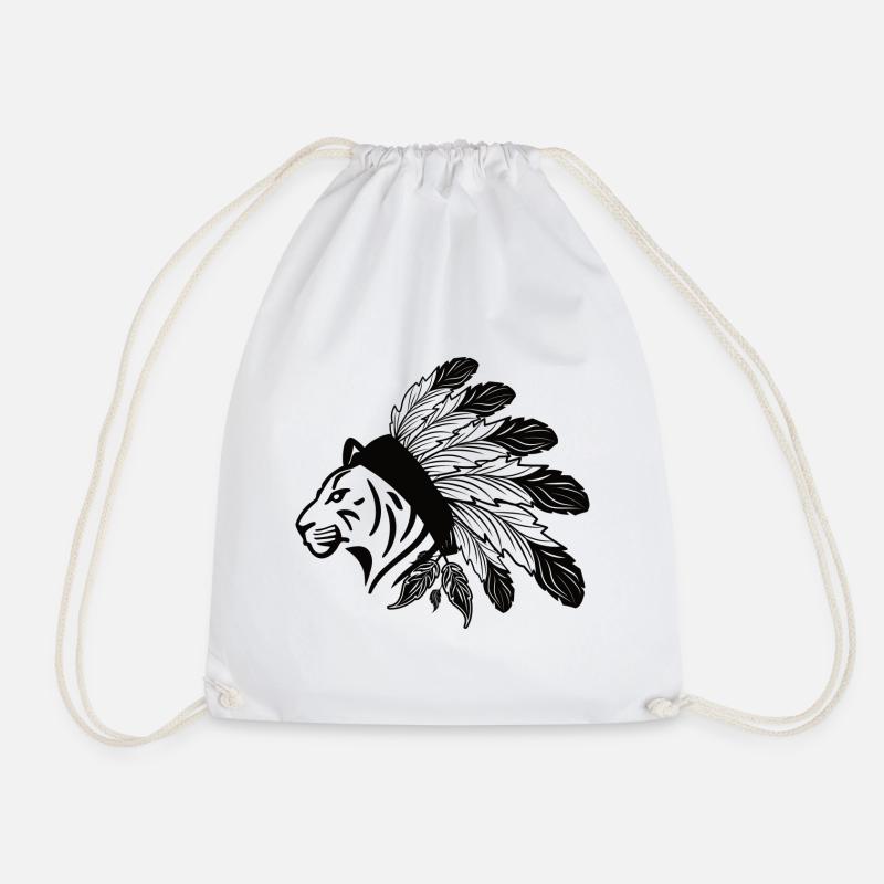 Tiger Chieftain's Head - Drawstring Bag - white