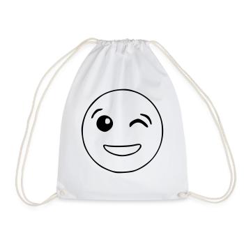 Emoji zwinkernd Skizze schwarz - Turnbeutel - Weiß - Vorne