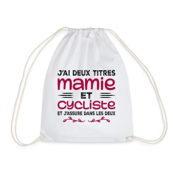 Zwei Titel Oma Radsportlerin | Oma | Fahrrad - Turnbeutel - Weiß - Vorne