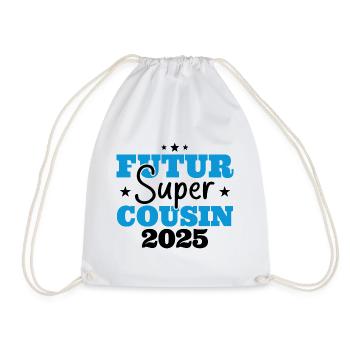 Futur super cousin 2025 cadeau humour anniversaire - Sac de sport léger - blanc - Devant