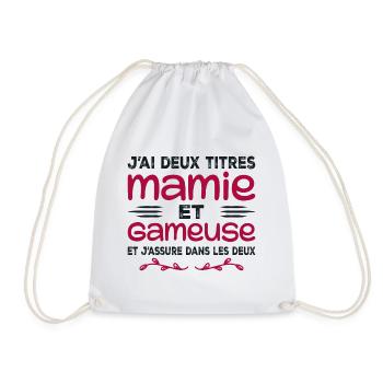 Zwei Titel Granny Gameuse | Geek | Großmutter - Turnbeutel - Weiß - Vorne