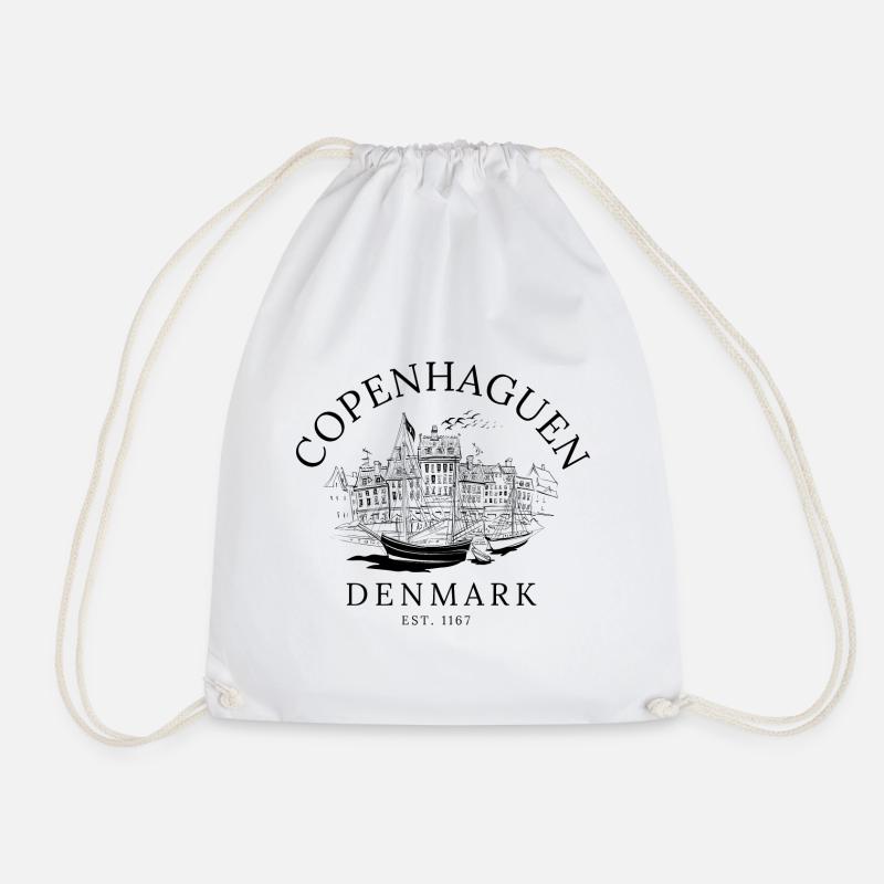 Copenhaguen Denmark Est 1167 - Drawstring Bag - white