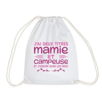 Zwei Titel Granny Camper | Oma | Camping - Turnbeutel - Weiß - Vorne