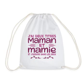 I have two titles Mom and Granny | Mother's Day - Drawstring Bag - white - Front