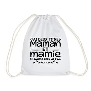 I have two titles Mom and Granny | Mother's Day - Drawstring Bag - white - Front