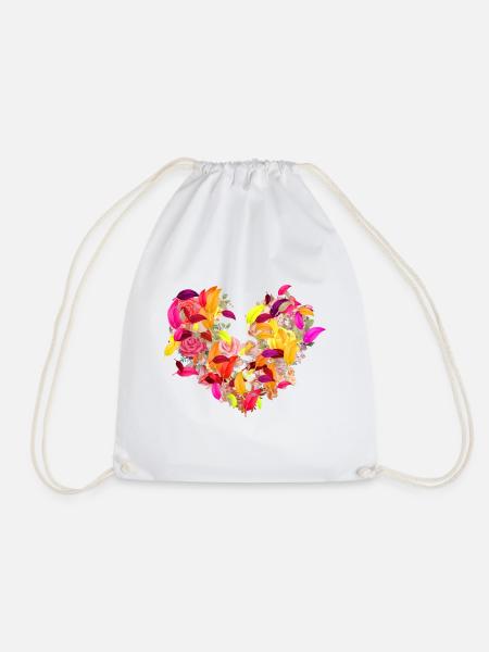 blüte,herz,blumenherz,blumen,Blätter - Turnbeutel - Weiß