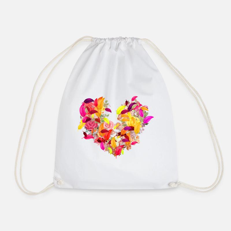 blüte,herz,blumenherz,blumen,Blätter - Turnbeutel - Weiß
