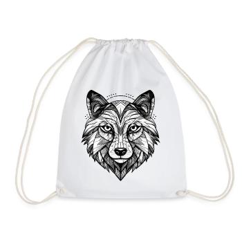 Wolf Geometrisch - Turnbeutel - Weiß - Vorne