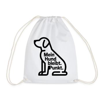 Mein Hund bleibt Punkt – Silhouette mit Text - Turnbeutel - Weiß - Vorne