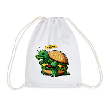 Turtle Burger Funny Animals - Drawstring Bag - white - Front