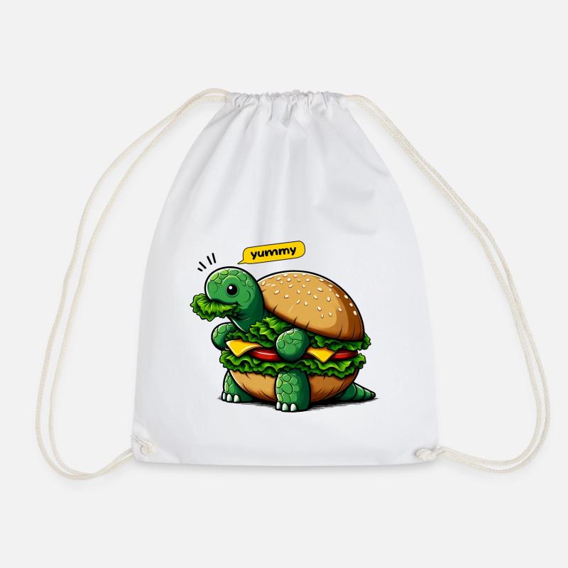 Turtle Burger Funny Animals - Drawstring Bag - white