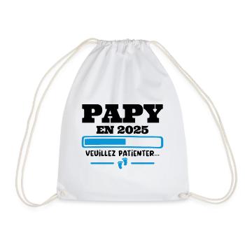 Futur Papy 2025 Grand-père Bébé Grossesse Cadeau - Sac de sport léger - blanc - Devant