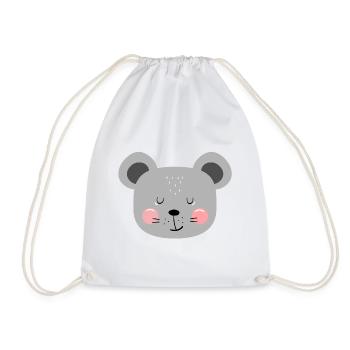Süße graue Maus Kinder Design - Turnbeutel - Weiß - Vorne