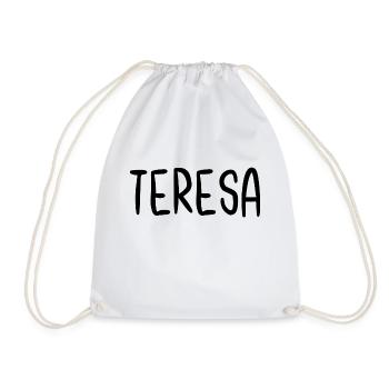 Teresa Custom Name Schriftart Text Geburtstag - Turnbeutel - Weiß - Vorne