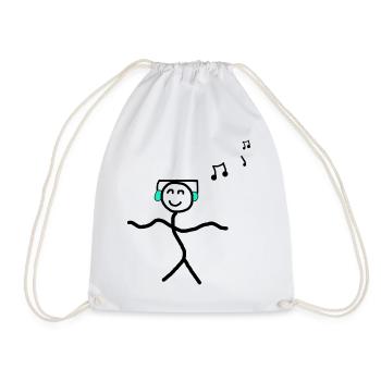 Music Dancing Happy Stick Figures - Drawstring Bag - white - Front