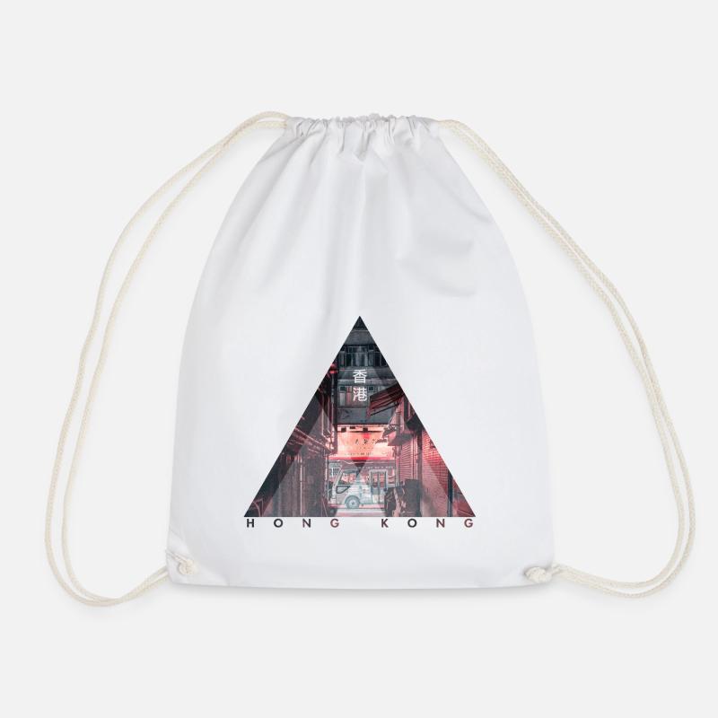 Hong Kong triangle logo - Drawstring Bag - white
