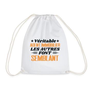 Véritable Agent Immobilier Cadeau Humour - Sac de sport léger - blanc - Devant