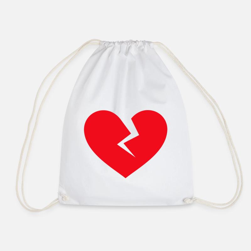 Broken Heart graphic - Drawstring Bag - white