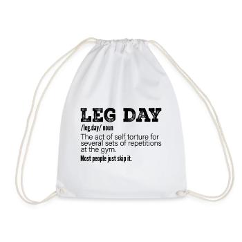 Leg Day Definition, Funny Gym Pump Cover Workout - Drawstring Bag - white - Front
