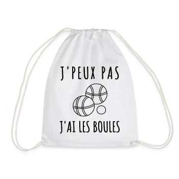 T shirt pétanque j' ai les boules humour cadeau - Sac de sport léger - blanc - Devant
