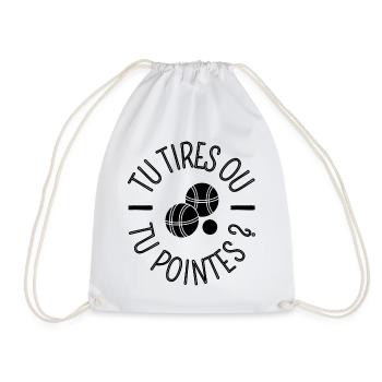 T shirt pétanque tu tires ou tu pointes cadeau. - Sac de sport léger - blanc - Devant