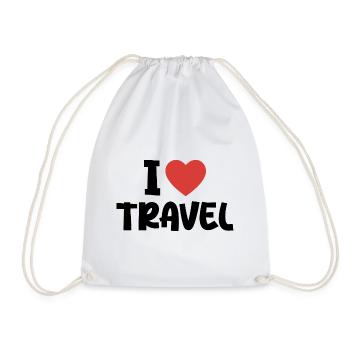 I Love Travel - Drawstring Bag - white - Front