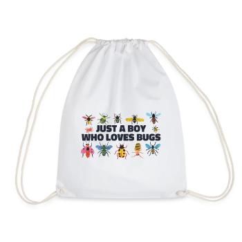 Just A Boy Who Loves Bugs Boys Bug Lover Funny - Drawstring Bag - white - Front